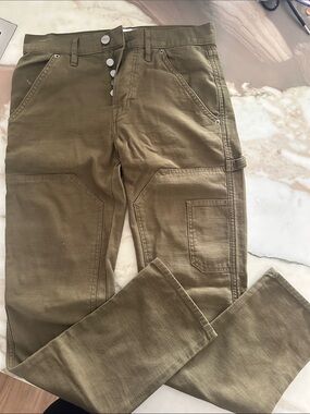 Frame Denim Olive Green Cargo Pants with Utility Pockets